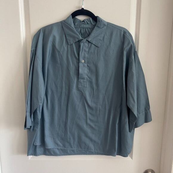 CP Shades Oversized Button Up Polo Blouse Size Medium Color Blue - Picture 1 of 4